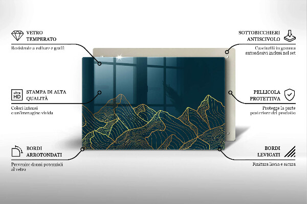 Tabla de cortar de vidrio Montañas abstractas