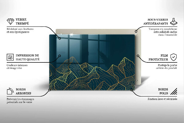 Tabla de cortar de vidrio Montañas abstractas