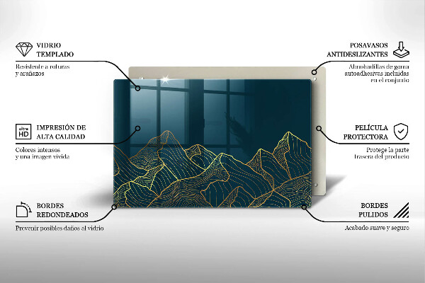 Tabla de cortar de vidrio Montañas abstractas