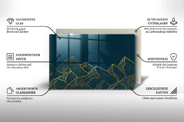 Tabla de cortar de vidrio Montañas abstractas