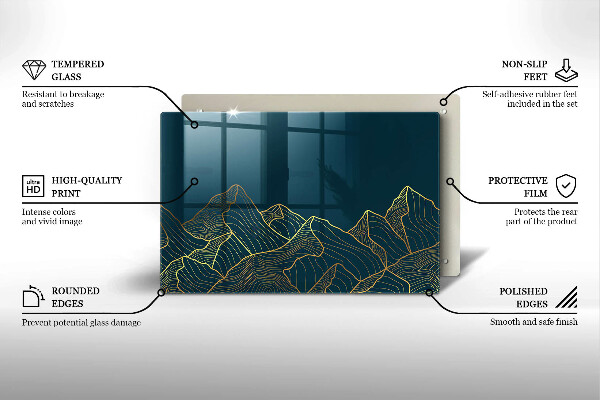 Tabla de cortar de vidrio Montañas abstractas