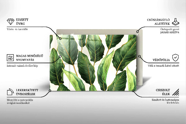 Tabla de cortar de vidrio Hojas de banana