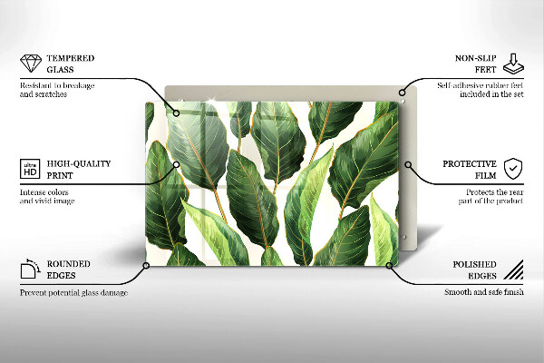 Tabla de cortar de vidrio Hojas de banana