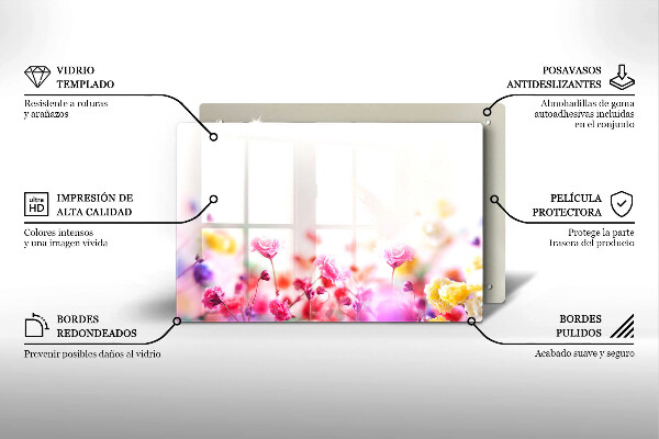 Tabla de cortar de vidrio Prado de flores