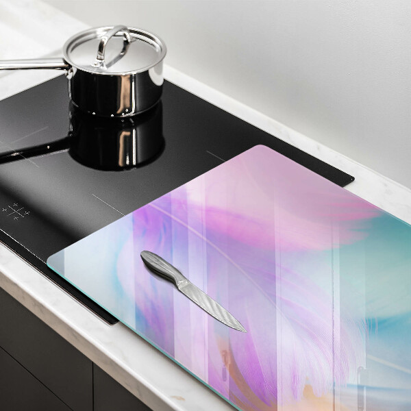 Tabla de cortar de vidrio Plumas pasteles