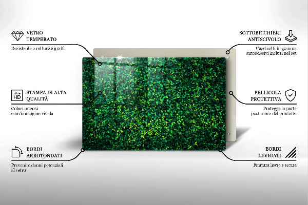 Tabla de cortar de vidrio Planta con hojas pequeñas