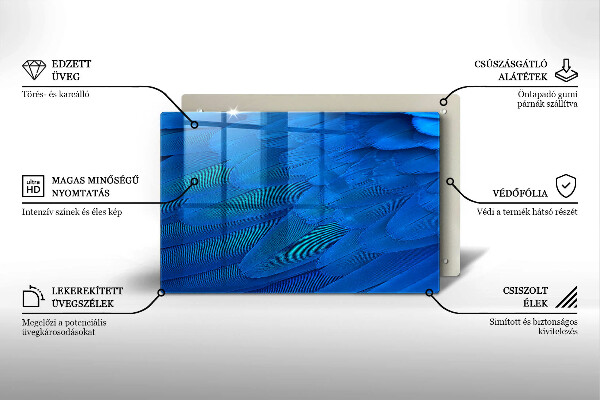 Tabla de cortar de vidrio Plumas de ave