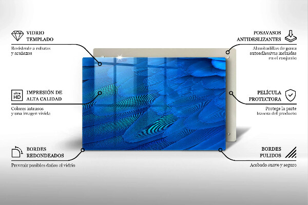 Tabla de cortar de vidrio Plumas de ave