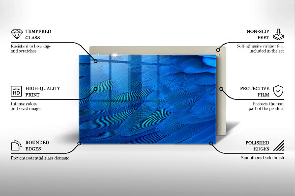 Tabla de cortar de vidrio Plumas de ave