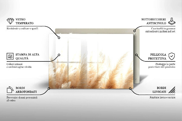 Tabla de cortar de vidrio Hierba de la pampa