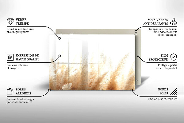 Tabla de cortar de vidrio Hierba de la pampa