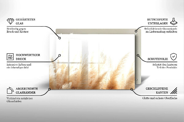 Tabla de cortar de vidrio Hierba de la pampa