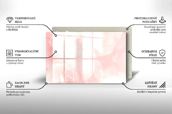 Tabla de cortar de vidrio Fondo de rosas pastel