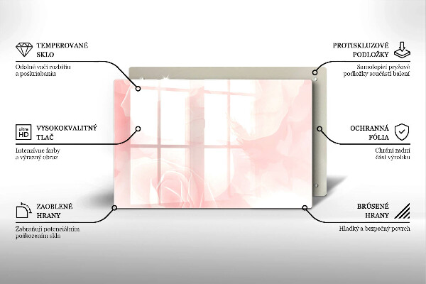 Tabla de cortar de vidrio Fondo de rosas pastel