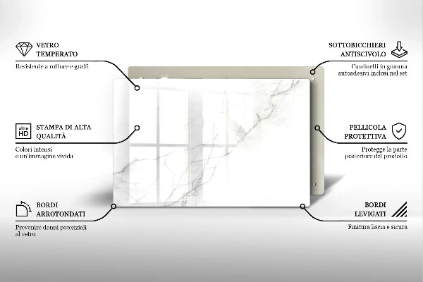 Tabla de cortar de vidrio Fondo de piedra de mármol