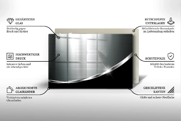 Tabla de cortar de vidrio Abstracción con metal