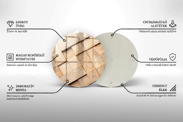 De vidrio templado Cuadrados de madera