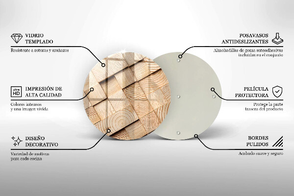De vidrio templado Cuadrados de madera