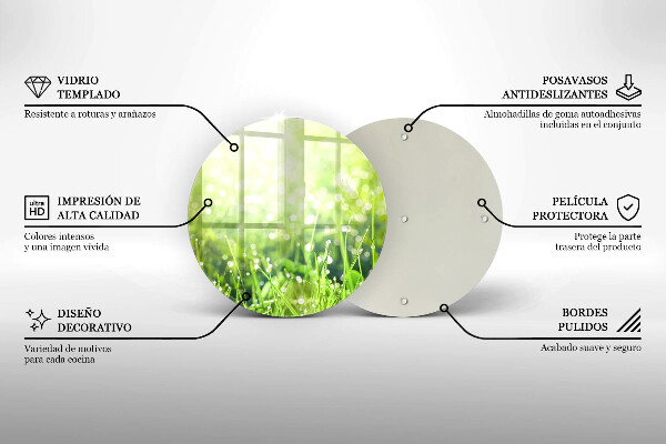 De vidrio templado Naturaleza - hierba y rocío