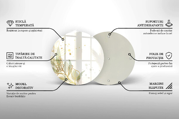 De vidrio templado Acuarela y hojas de oro