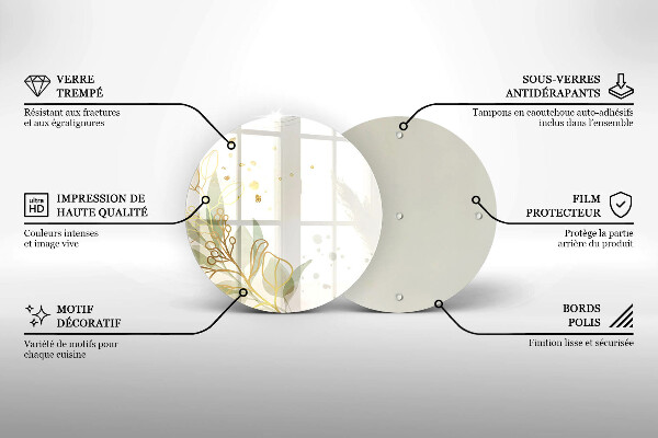 De vidrio templado Acuarela y hojas de oro