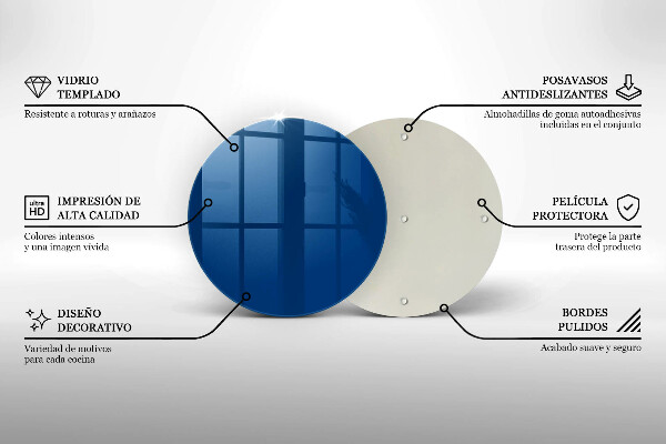 De vidrio templado Color azul