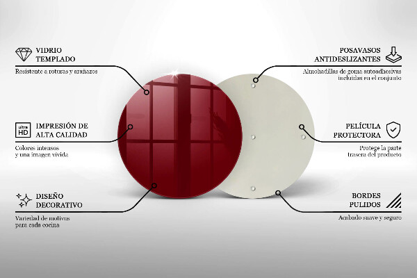 De vidrio templado Color burdeos