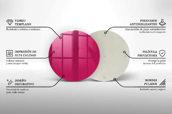 De vidrio templado Color rosa