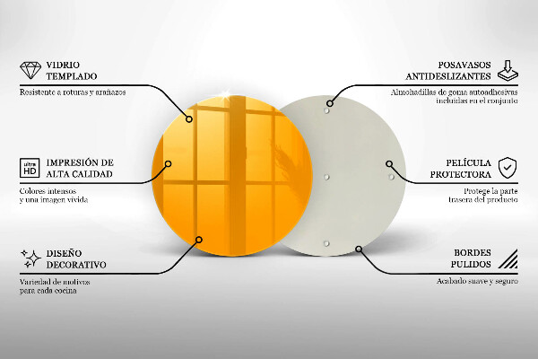 De vidrio templado Color amarillo oscuro
