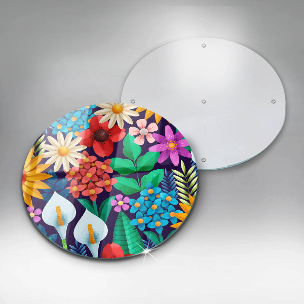 De vidrio templado Ilustración de pradera de flores