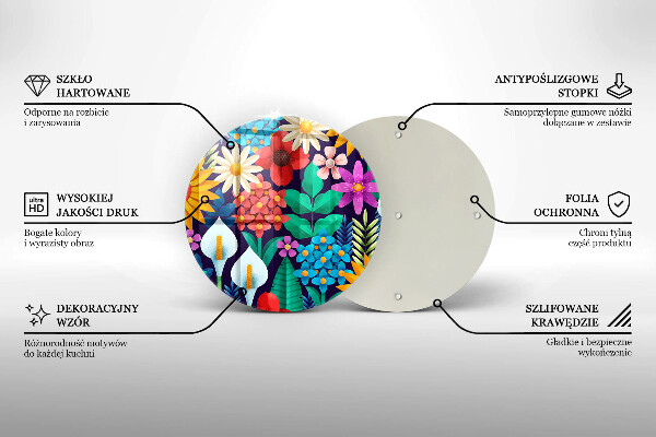 De vidrio templado Ilustración de pradera de flores