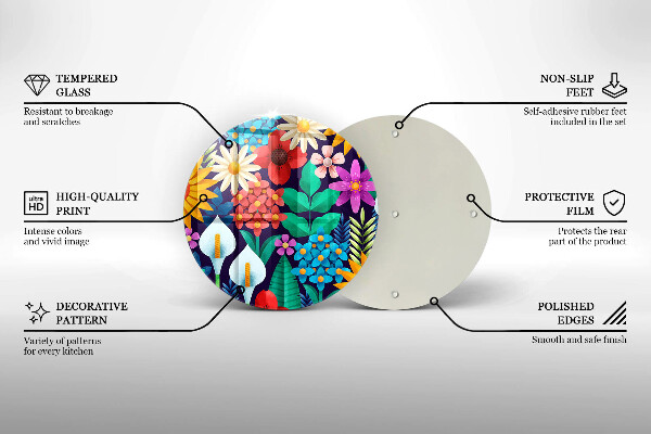 De vidrio templado Ilustración de pradera de flores