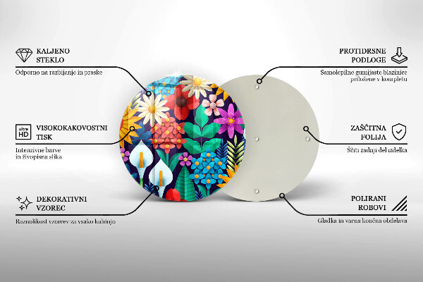 De vidrio templado Ilustración de pradera de flores