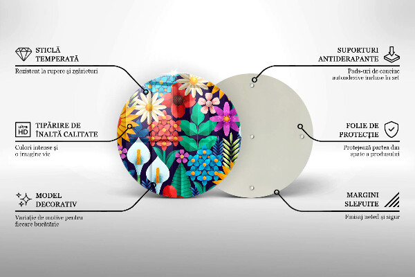 De vidrio templado Ilustración de pradera de flores