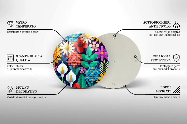 De vidrio templado Ilustración de pradera de flores
