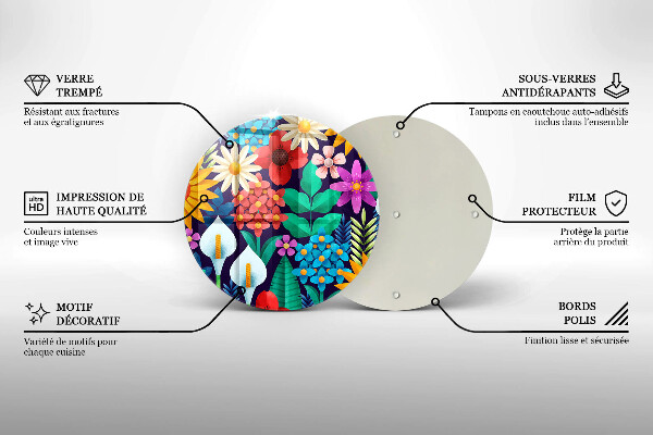 De vidrio templado Ilustración de pradera de flores