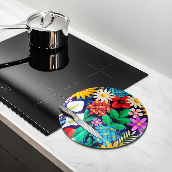 De vidrio templado Ilustración de pradera de flores