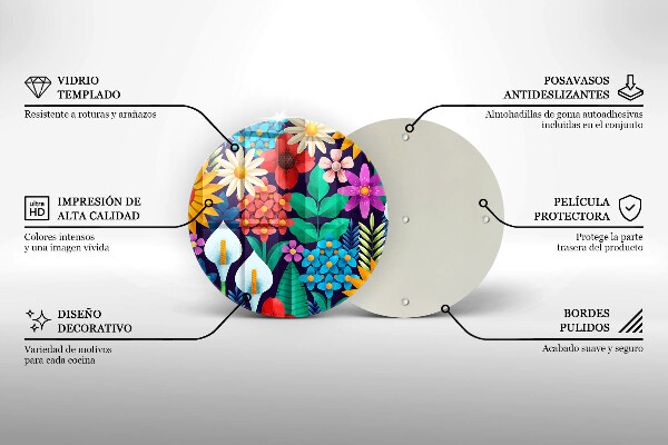 De vidrio templado Ilustración de pradera de flores