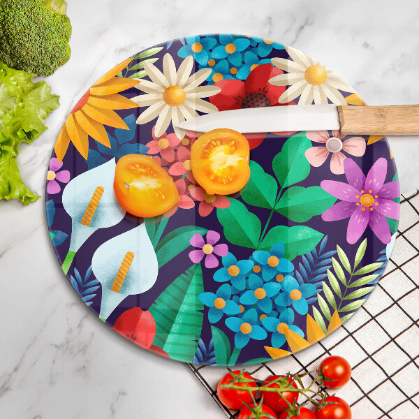 De vidrio templado Ilustración de pradera de flores