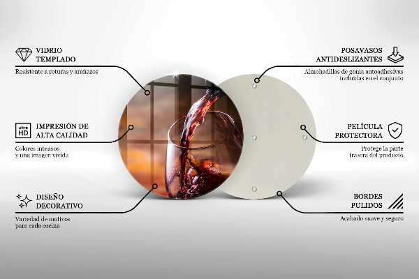 De vidrio templado Vino tinto y una copa
