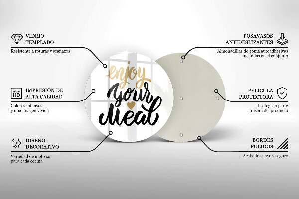 De vidrio templado Inscripción enjoy your meal