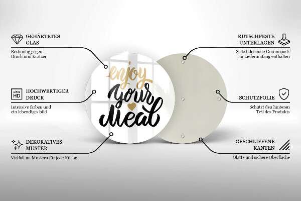 De vidrio templado Inscripción enjoy your meal