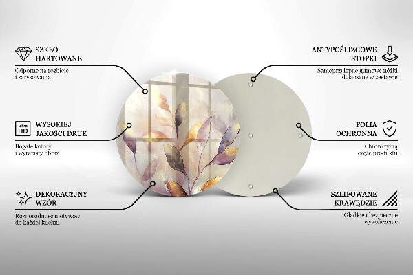 De vidrio templado Hojas boho pintadas