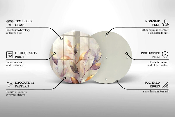 De vidrio templado Hojas boho pintadas