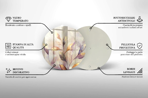 De vidrio templado Hojas boho pintadas