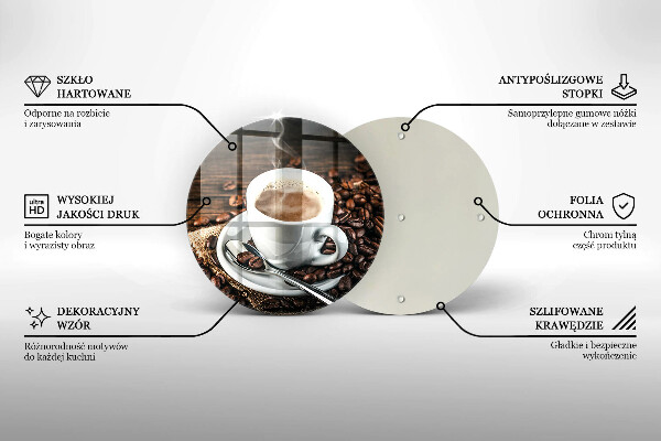 De vidrio templado Taza y granos de café