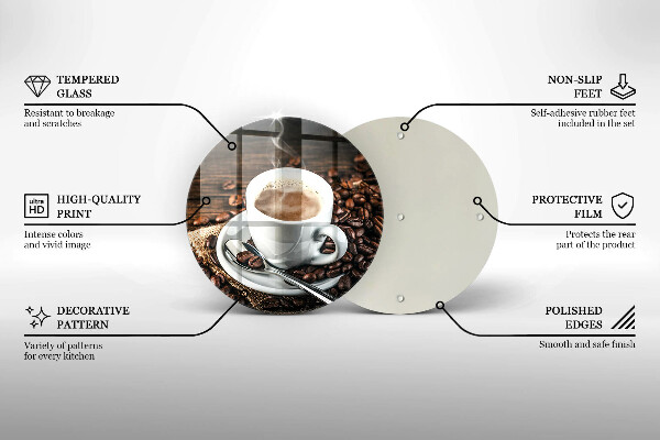 De vidrio templado Taza y granos de café