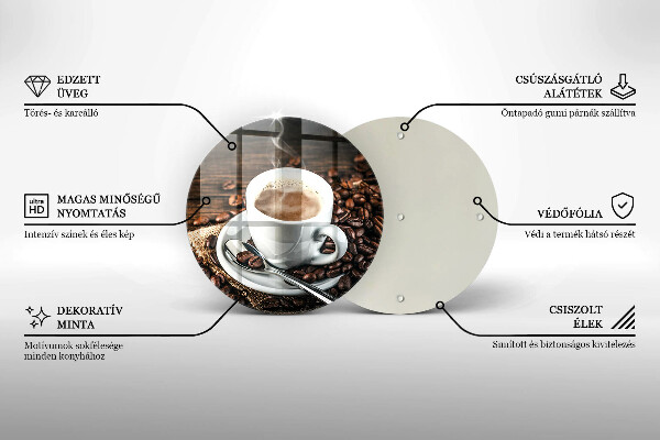 De vidrio templado Taza y granos de café