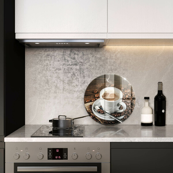 De vidrio templado Taza y granos de café