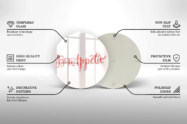 De vidrio templado Cartel de cocina bon appetit